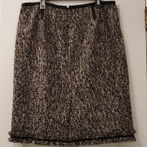 TALBOTS TWEED STRAIGHT BLACK TEXTURED WOOL SKIRT SIZE 10P 10 PETITE BOUCLE - Picture 7 of 14